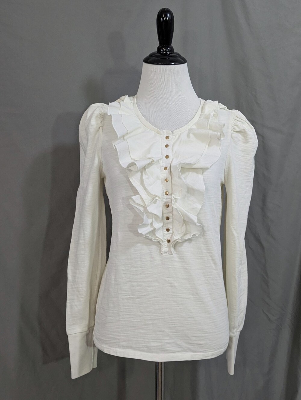 NATION Tommie Frilly Henley in Off White - Size Small Womens - Picture 3 of 11